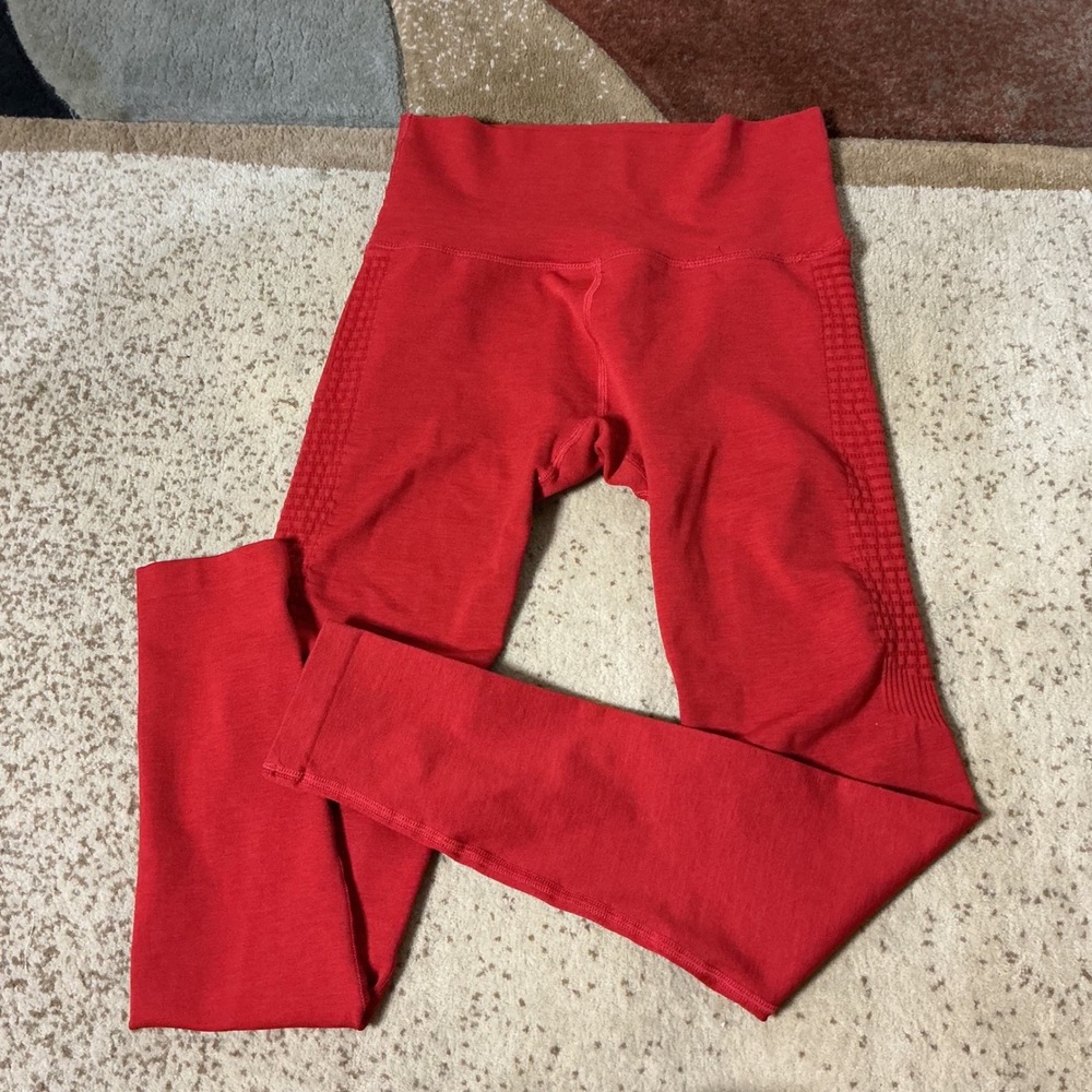 Alphalete High Waisted Seamless Leggings Women S Red Workout Yoga Gym Activewear - Picture 6 of 6